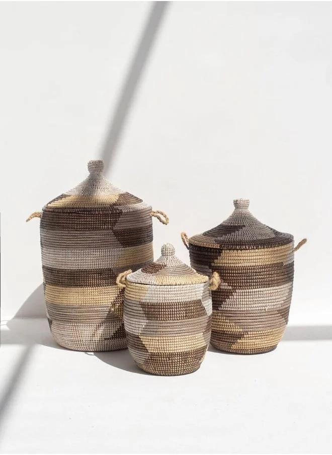 هومكود Handmade Brown, Beige, & Cream Classic Basket