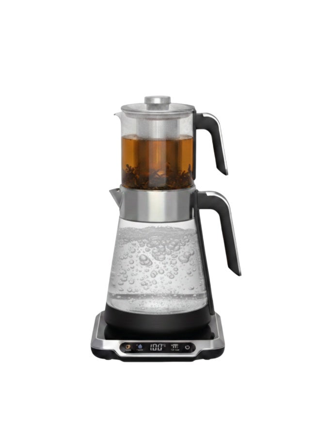 MEBASHI Tea Maker ME-TM305, 1.7L Kettle & 0.8L Glass Teapot, Digital Temperature Control, 1500W, Black - Image 1