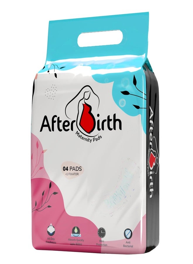 Afterbirth Disposable Maternity Pads|Set of 4 Pads and 1 Fixator|Super Absorption|Anti-Bacterial|Freshness Throughout the Day|Ultra Comfortable|Easy to Use|Comes with Free Disposable Fixator|20 Pieces - Image 1