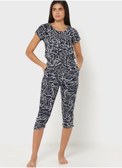 Printed Button Detail Nightdress