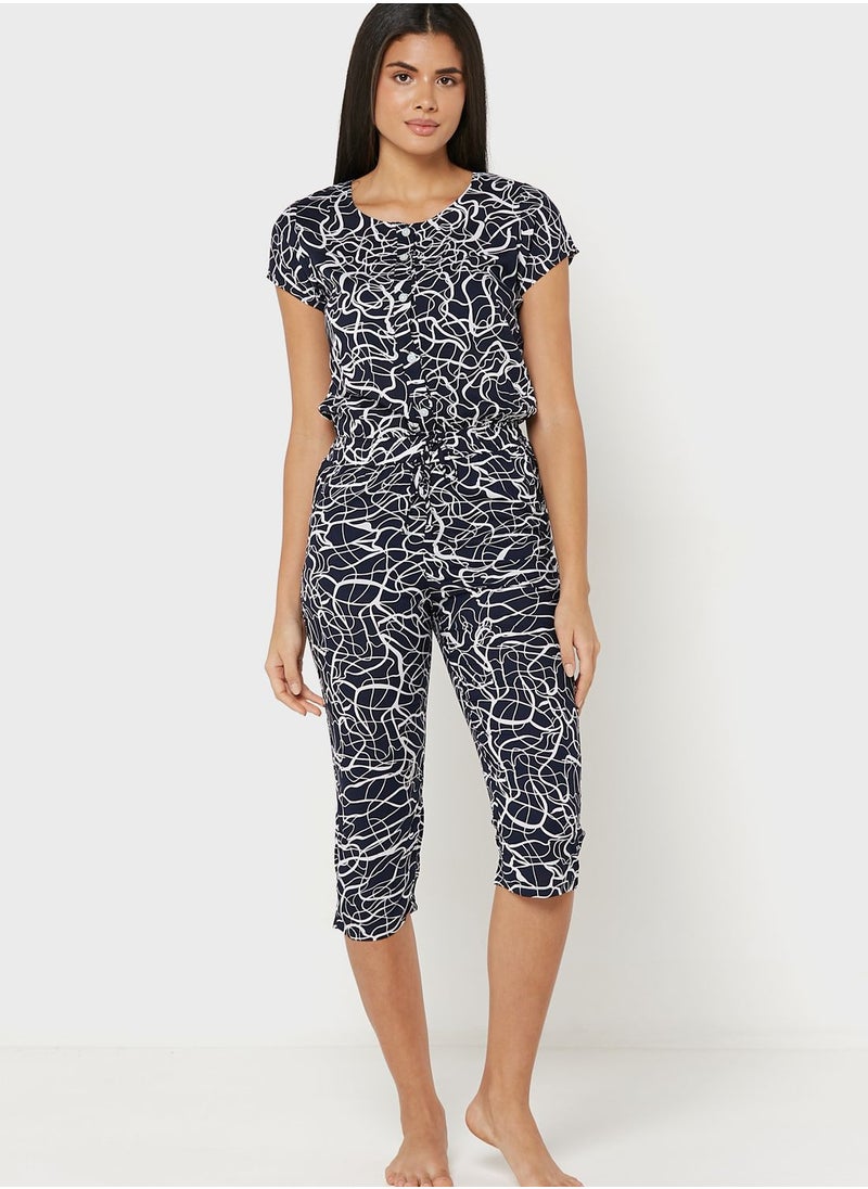 Sweet Dreams - Printed Button Detail Nightdress - Image 1