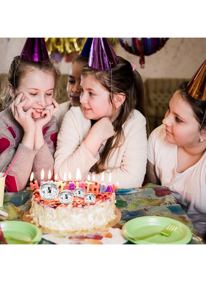 Grevosea توبير كعكة كرة ديسكو 4 قطع من جريفوسيا، توبير كعكة عيد ميلاد كرات ديسكو صغيرة لحفلة وداع العزوبية الأخيرة، مستلزمات حفلة عيد ميلاد رعاة الفضاء، زينة كعكة عيد الميلاد من السبعينات 3 أحجام (فضي) - Image 4