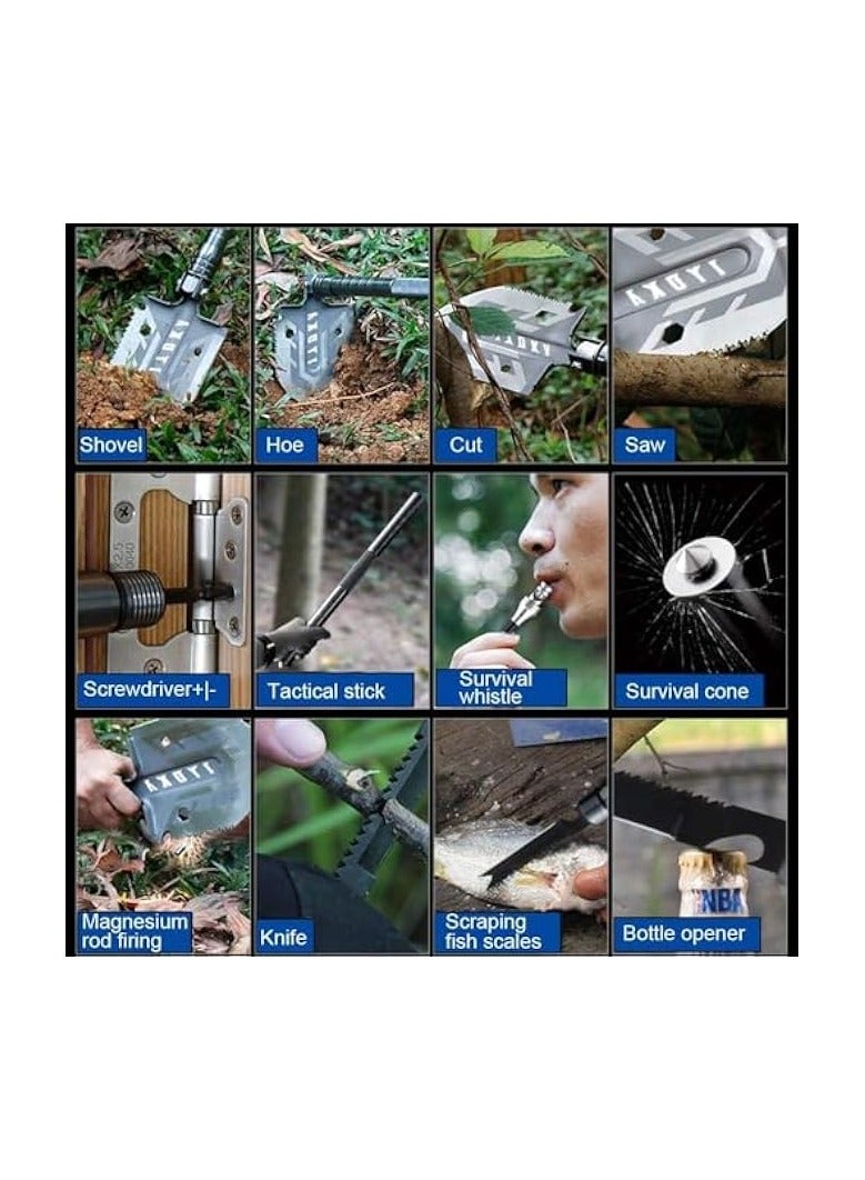 Green Tiger Camping Shovel,Multi-Function Portable Military Folding Camping Shovel with Tactical Waist Pack,17 in 1 Alloy Steel Multi-Tools for Camping,Gardening,Snow-Removing, Outdoor Survival - Image 3