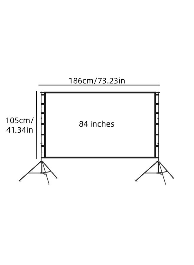 شاشة ناعمة قابلة للطي 84 بوصة 16: 9 (قماش إسقاط الحرير الحليب) ، مع موقف ثلاثي الأقدام وحقيبة تخزين محمولة لا تجاعيد ، شاشة إسقاط 4K عالية الوضوح المنزلية ، مناسبة للمسارح المنزلية الداخلية ، عرض الفناء الخلفي في الهواء الطلق ، وسيناريوهات السفر في الهواء الطلق - Image 2