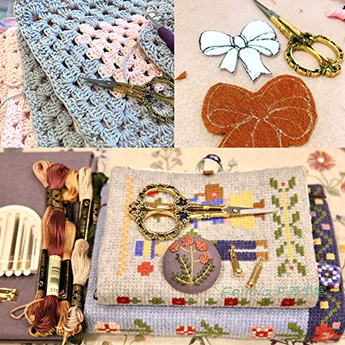 BIHRTC Vintage European Style Plum Blossom Scissors for Embroidery, Sewing, Craft, Art Work & Everyday Use (Gold) - Image 5