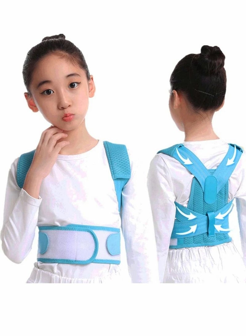 SYOSI Back Brace, Posture Corrector for Kids Teens, Relieve Back Pain Adjustable Upper Back race Spinal Support with Soft Shoulder Pads to Prevent Humpback, Recommended by Doctor (M, Blue) - Image 1