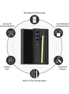 araree araree Nukin 360 SP Samsung Galaxy Z Fold 6 Case with Hinge Protection, Adjustable Kickstand, S Pen Holder Protective Slim Fit Cover Protective Body (PC) with Hinge Protector (TPU) - Black  - Image 4