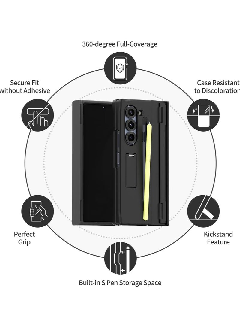 araree araree Nukin 360 SP Samsung Galaxy Z Fold 6 Case with Hinge Protection, Adjustable Kickstand, S Pen Holder Protective Slim Fit Cover Protective Body (PC) with Hinge Protector (TPU) - Black - Image 4