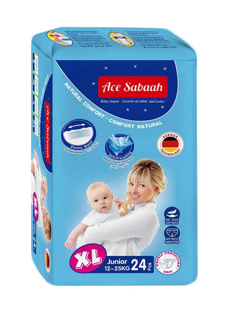 Ace Sabaah Ace Sabaah Baby Tape Style Diapers, Extra Large, Junior - 24 Pieces - Image 3