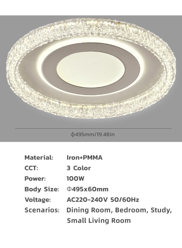Vmax Modern LED Ceiling Light 100W – 3 Color CCT Switchable (3000K/4000K/6500K) – No Flicker, No UV – Flush Mount Lamp for Bedroom, Living Room, Dining Room – 48.5Cm - Image 3