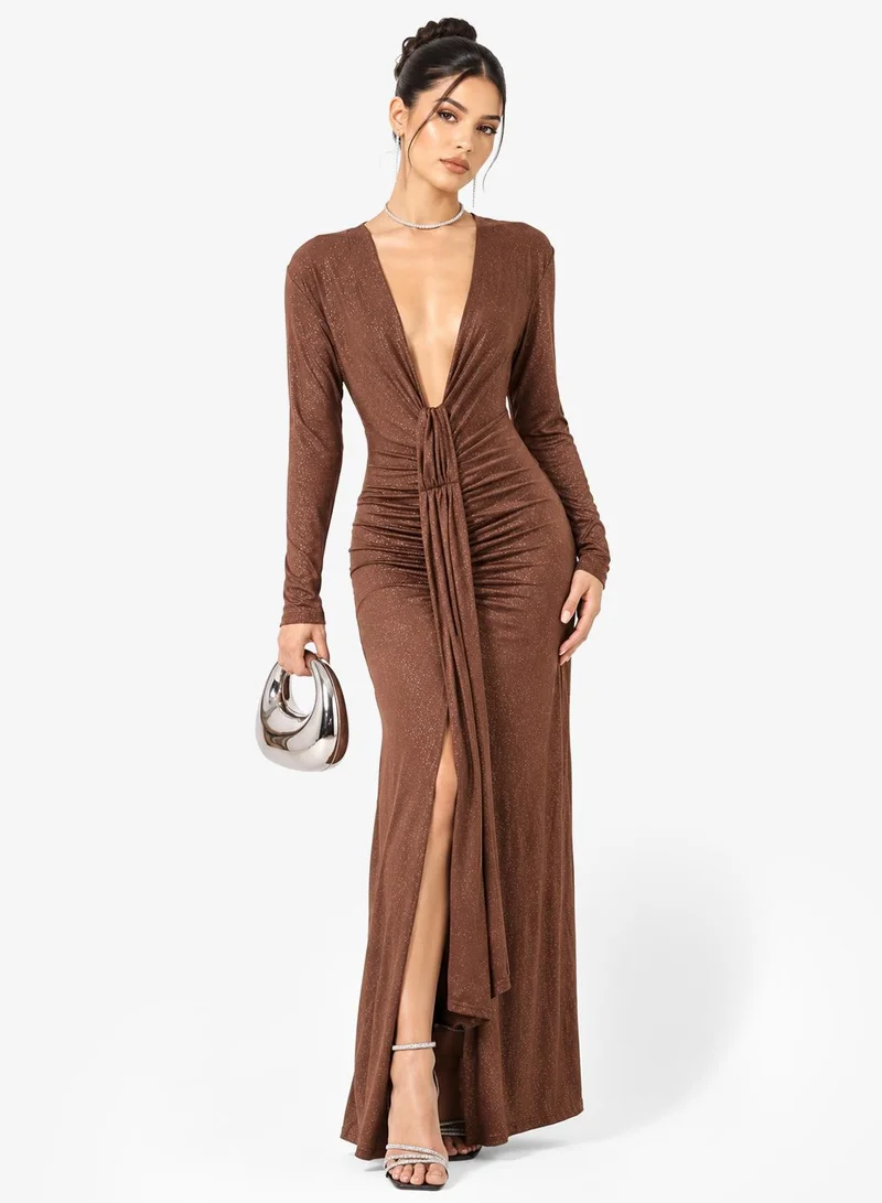 Ginger Plunge Neck Draped Dress