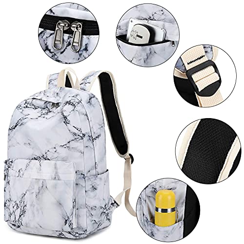 LEDAOU Backpack for Girls School Bag Kids Bookbag Teen Backpack Set Daypack with Lunch Bag and Pencil Case (Marble) - Image 5