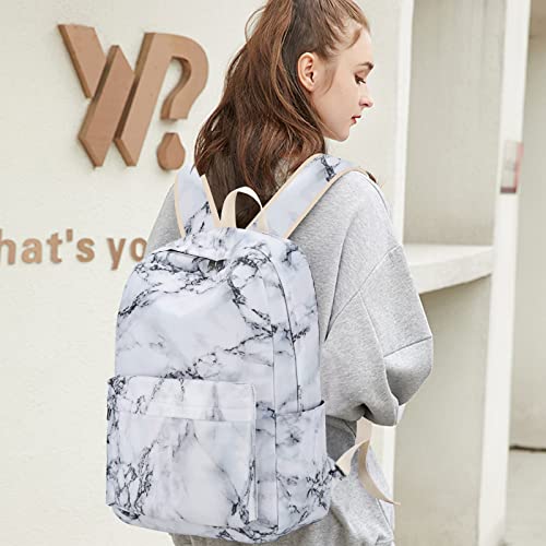 LEDAOU Backpack for Girls School Bag Kids Bookbag Teen Backpack Set Daypack with Lunch Bag and Pencil Case (Marble) - Image 3