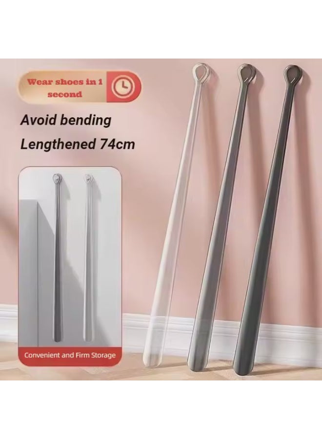 Plastic Shoe Horn - 74 cm - with Extended Handle for Easy Use - Clear Black - Image 2