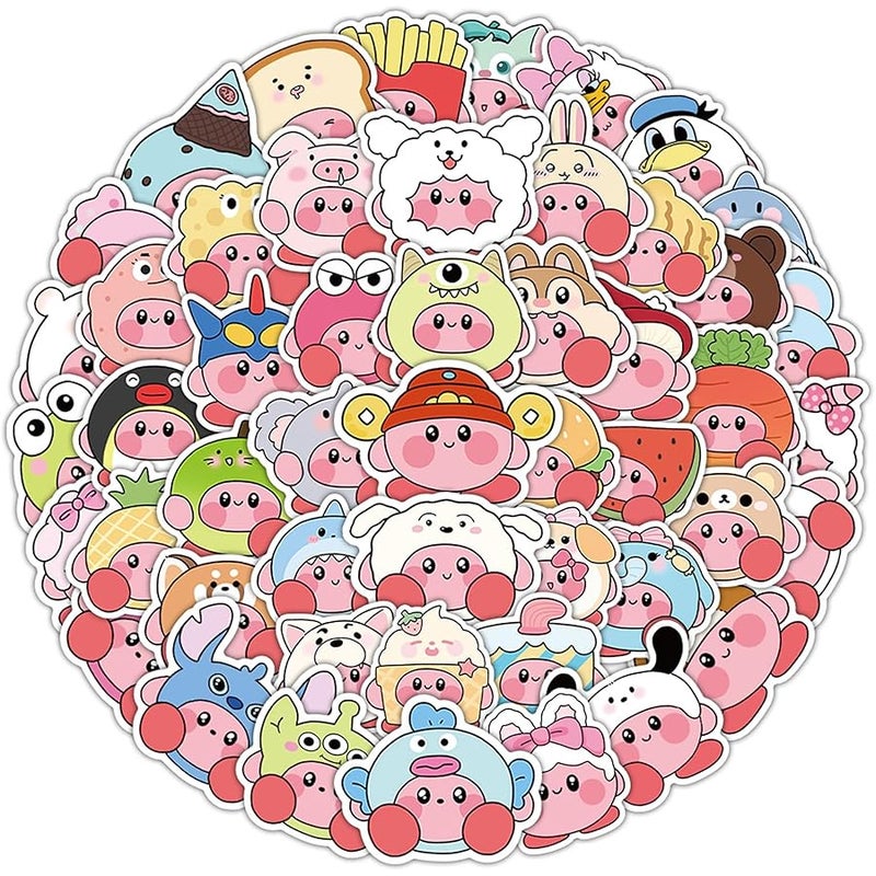 BERFLYTER 50Pcs Kirby Themes Waterproof Stickers for Water Bottle Cup Laptop Bike Skateboard Luggage Box Vinyl Graffiti Patches BRJKT - Image 1