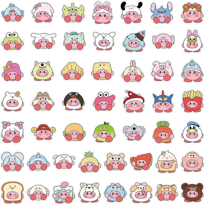 BERFLYTER 50Pcs Kirby Themes Waterproof Stickers for Water Bottle Cup Laptop Bike Skateboard Luggage Box Vinyl Graffiti Patches BRJKT - Image 2