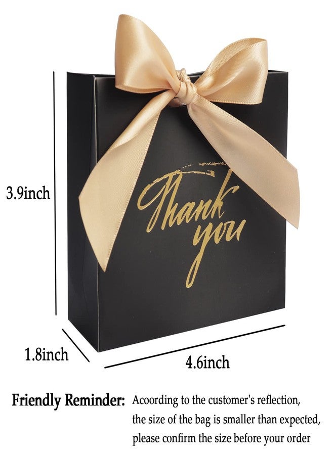 DECHISY 24Pack Small Thank You Gift Bag Party Favor Bags Treat Boxes with Gold Bow Ribbon, Black Paper Gift Bags Bulk for Wedding Baby Shower Business Party Supplies - Image 3