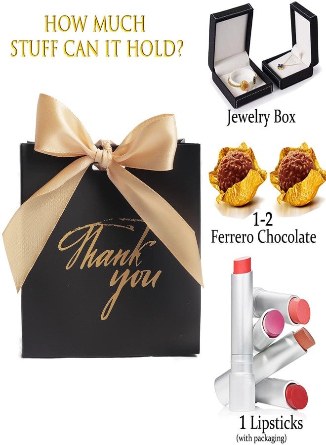 DECHISY 24Pack Small Thank You Gift Bag Party Favor Bags Treat Boxes with Gold Bow Ribbon, Black Paper Gift Bags Bulk for Wedding Baby Shower Business Party Supplies - Image 4