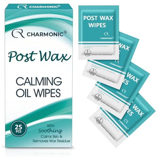 25 Pcs Post Wax Oil Wipes Wax Remover for Skin Cleanser After Waxing Care Reduces Redness Removes Residue Body Facial Post Waxing Treatment Post Wax Care Refill Pack for All Hair Removal