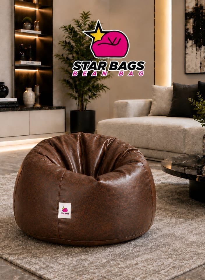 Star Bags - Bean Bags Bean Bag Leather Pouf - From Star Bags - 80*70cm -Dark Brown - for Adults - Stylish - Image 1