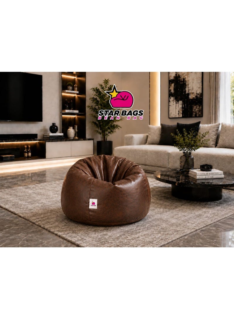 Star Bags - Bean Bags Bean Bag Leather Pouf - From Star Bags - 80*70cm -Dark Brown - for Adults - Stylish - Image 3