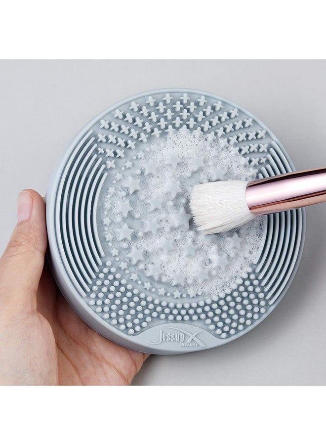 Jessup Makeup Brush Cleaning Mat with Color Removal Sponge, 2 in 1 Silicone Makeup Brush Cleaner (Sachet Pink) - Image 3