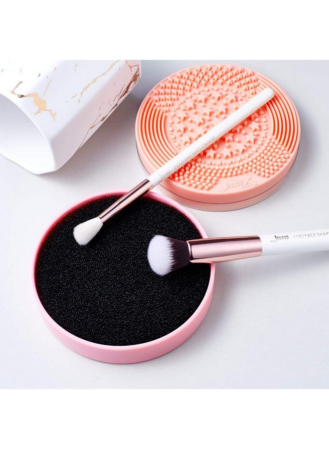 Jessup Makeup Brush Cleaning Mat with Color Removal Sponge, 2 in 1 Silicone Makeup Brush Cleaner (Sachet Pink) - Image 4
