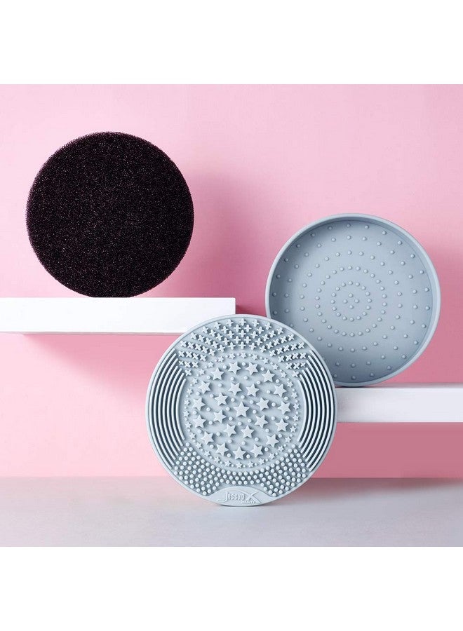 Jessup Makeup Brush Cleaning Mat with Color Removal Sponge, 2 in 1 Silicone Makeup Brush Cleaner (Sachet Pink) - Image 2