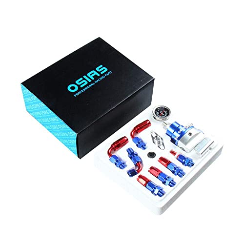 OSIAS Universal Adjustable Aluminum FPR Fuel Pressure Regulator Kit +160 Psi Pressure Gage AN6-6AN Fuel Line,Hose Fitting Connectors Kit - Image 2