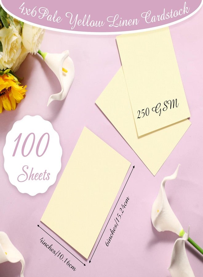 Geosar 100 Sheets Linen Cardstock 4 x 6 Invitation Heavy Weight Printer Paper 92lb 250GSM Index Cardstock for Printer Postcards Blank Flash Note Greeting (Pale Yellow) - Image 2