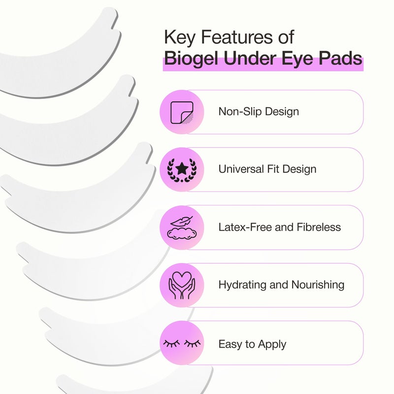 Curacoro Biogel Eye Pads for Lash Extensions, Soft Sticky Under Eye Patches for Sensitive Skin, Eyelash Perm Lamination, Lash Extension Remover Supplies (10 Pairs) - Image 2