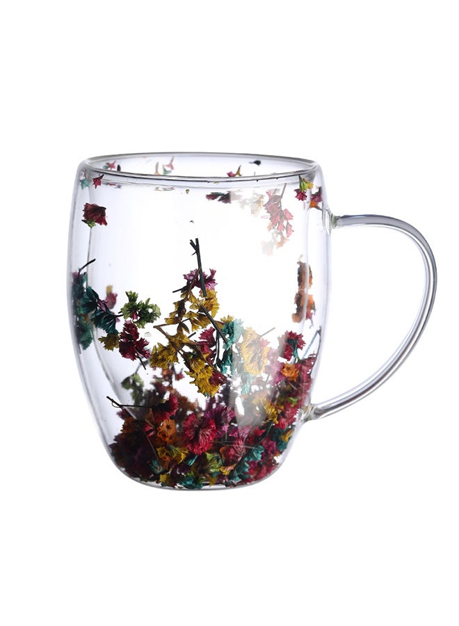 Double Wall Glass Coffee Mugs Clear for Cappuccino, Tea, Espresso, Latte, Hot Drinks, Birthday Gifts for Women, 350ML Multi-Color Crystal Flower  - Image 1