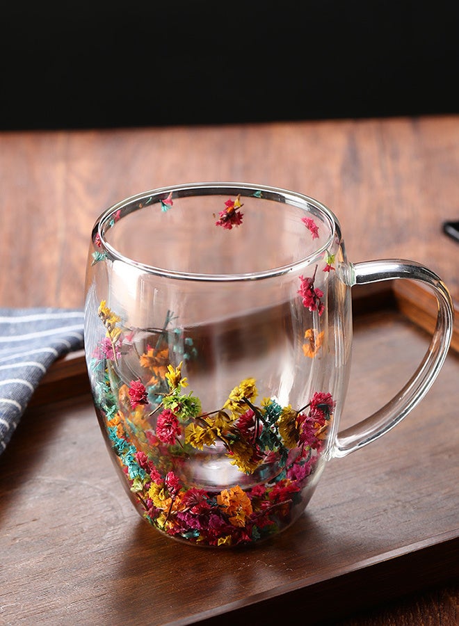 Double Wall Glass Coffee Mugs Clear for Cappuccino, Tea, Espresso, Latte, Hot Drinks, Birthday Gifts for Women, 350ML Multi-Color Crystal Flower  - Image 5