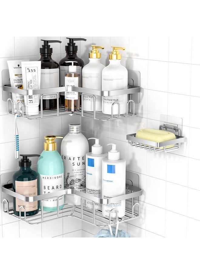Moforoco Moforoco Corner Shower Caddy Shelf Organizer Rack, Self Adhesive Black Bathroom Shelves Basket, Home Farmhouse Wall Inside Organization and Storage Decor Rv Accessories, Apartment Essentials  - Image 1