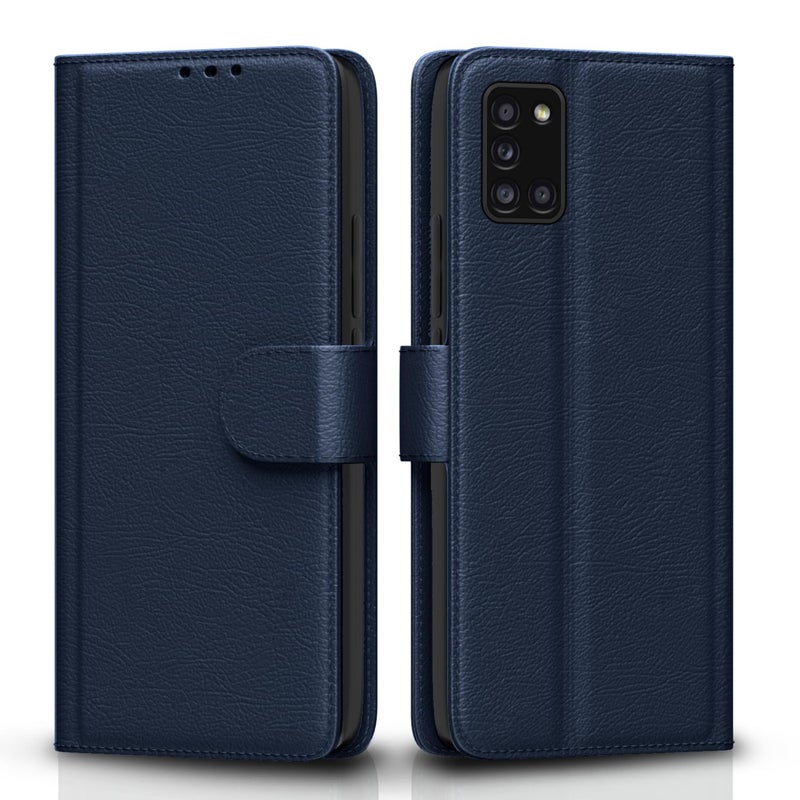 Pikkme Samsung Galaxy A31 Flip Cover Magnetic Leather Wallet Case Shockproof TPU for Samsung Galaxy A31 (Blue) - Image 1