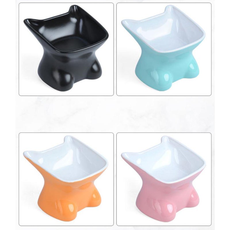 2pcs Ceramic Bowl Oblique Mouth Food Dish Cervical Guard Bowl Practical Feeding Bowl for Pet Cat Dog ( .7x10.8x11.5cm) - Image 3