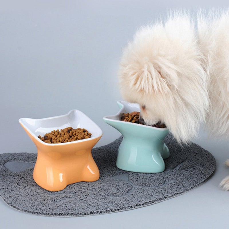 2pcs Ceramic Bowl Oblique Mouth Food Dish Cervical Guard Bowl Practical Feeding Bowl for Pet Cat Dog ( .7x10.8x11.5cm) - Image 5