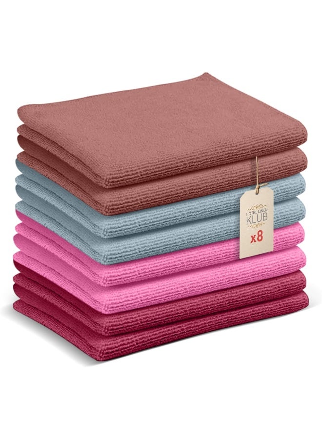 Hotel Linen Klub Hotel Linen Klub 8-Pack Microfiber Cleaning Cloths – Extra-Large, Ultra-Absorbent & Reusable Towels for Kitchen, Dishwashing & Multi-Purpose Cleaning (40 x 40 cm, Mixed Colors) - Image 1