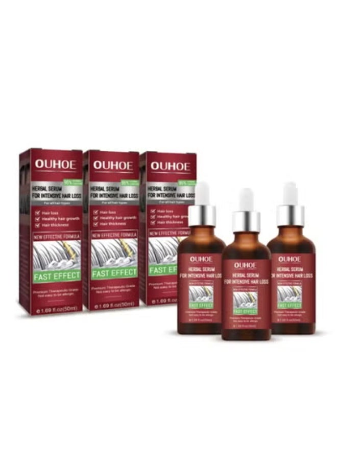 OUHOE OUHOE Hair Root Nourishing, Fast Hair Growth, Anti-Hair Loss, Strong Hair, Strengthening Hair Care Essence 50ml*3 - Image 1