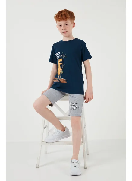 Lela Cotton Regular Fit Crew Neck Top and Bottom Set with Shorts Boy's Suit 6212009
