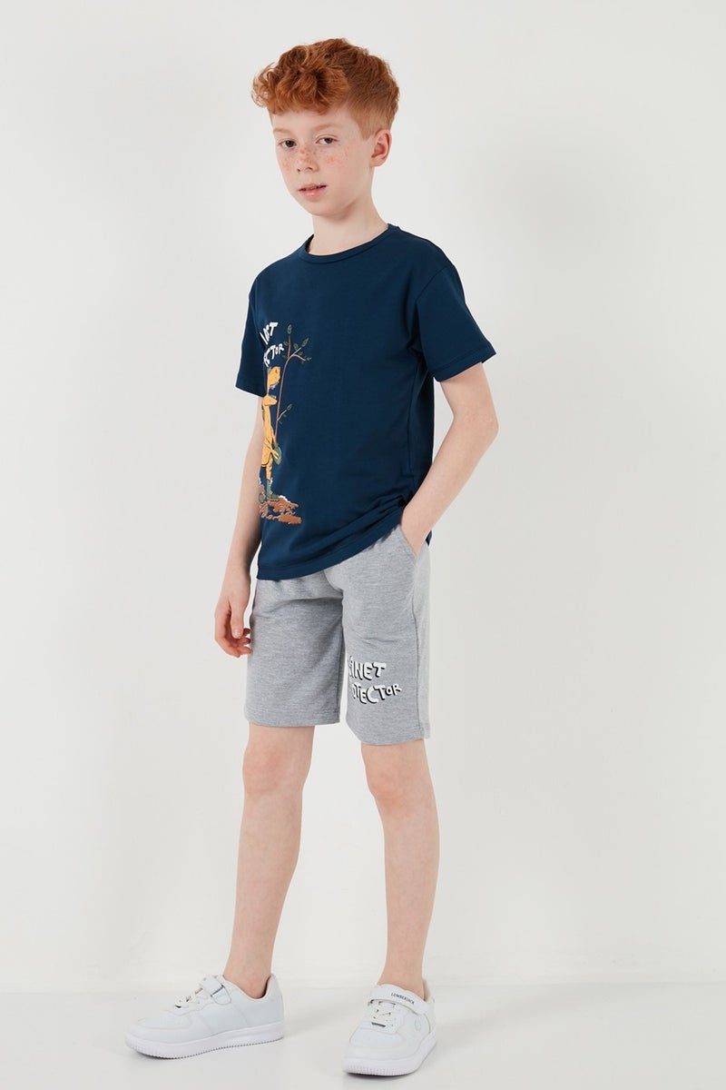 Lela Cotton Regular Fit Crew Neck Top and Bottom Set with Shorts Boy's Suit 6212009 - Image 2