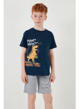 Lela Cotton Regular Fit Crew Neck Top and Bottom Set with Shorts Boy's Suit 6212009  - Image 3