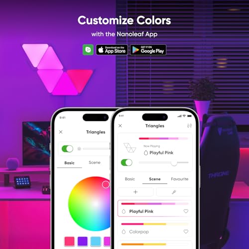 Nanoleaf Shapes Triangle Light Panels, Smart RGBW LED Wall Lights for Gaming Room & Modern Decor, 16M+ Color Changing with Music Sync, Works with Alexa, Google Assistant (7-Pack Smarter Kit) - Image 2