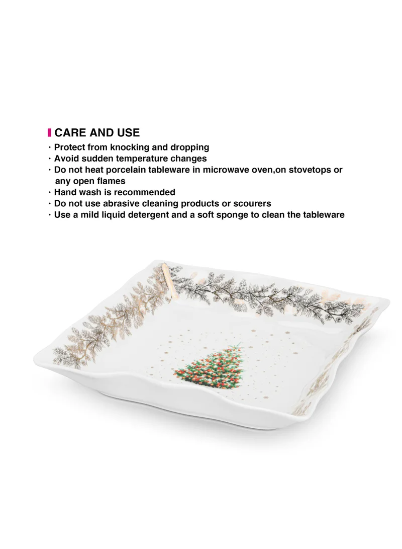Fissman 22 Square Shape Dish 22cm Christmas New Bone China, Christmas Holiday Season Collection Dinnerware  | Best Price UAE