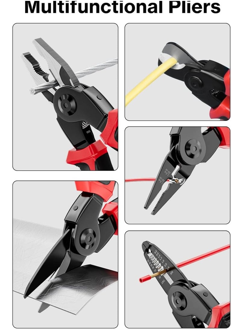 Generic 5-in-1 Combination Pliers, 8-Inch Multifunctional Pliers Set with Wire Stripper, Crimping Pliers, Cutting Pliers, and 5 Quick Change Jaws for Stripping and Cutting Wires  - Image 3