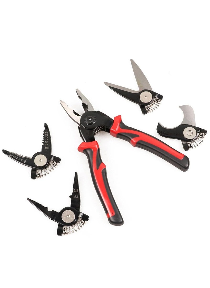 Generic 5-in-1 Combination Pliers, 8-Inch Multifunctional Pliers Set with Wire Stripper, Crimping Pliers, Cutting Pliers, and 5 Quick Change Jaws for Stripping and Cutting Wires  - Image 4