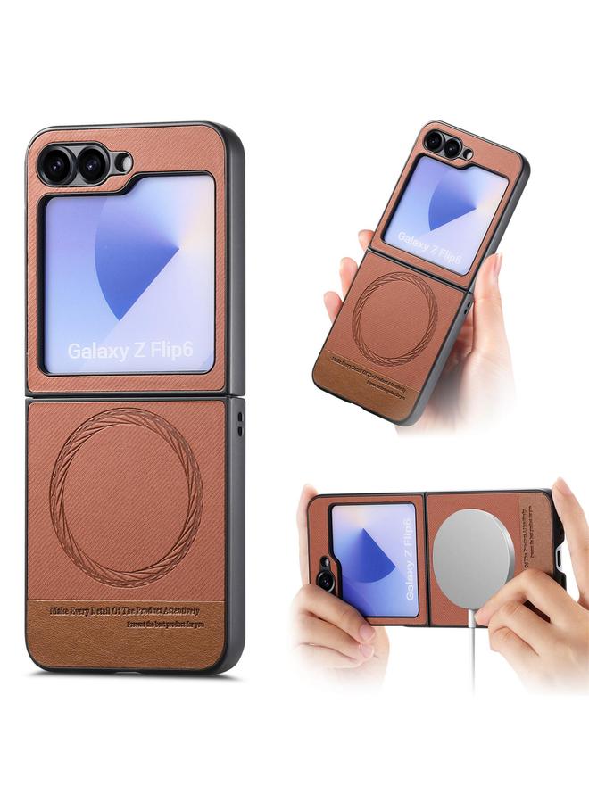 S-TOP Case For Samsung Galaxy Z Flip5 Twill Fabric Leather Skin Magnetic Back Phone Case - Image 1