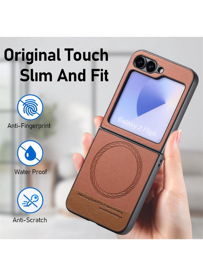 S-TOP Case For Samsung Galaxy Z Flip5 Twill Fabric Leather Skin Magnetic Back Phone Case - Image 5