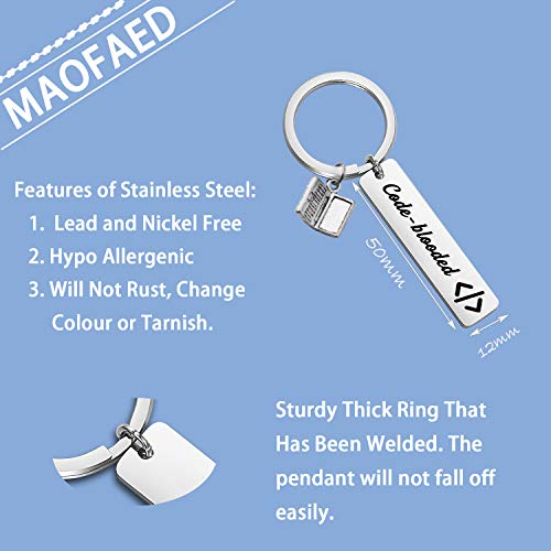 MAOFAED Code-blooded Coder Computer Science Tech Developer Gift - Code-blooded Keychain - Image 2