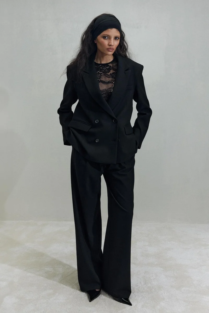 سود كوليكشن Black Janet Wide Leg Trousers